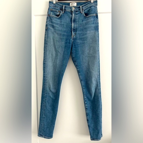 Be long & lean! Agolde Pinch Waist Ultra High-Rise Skinny Jeans. - Picture 5 of 7